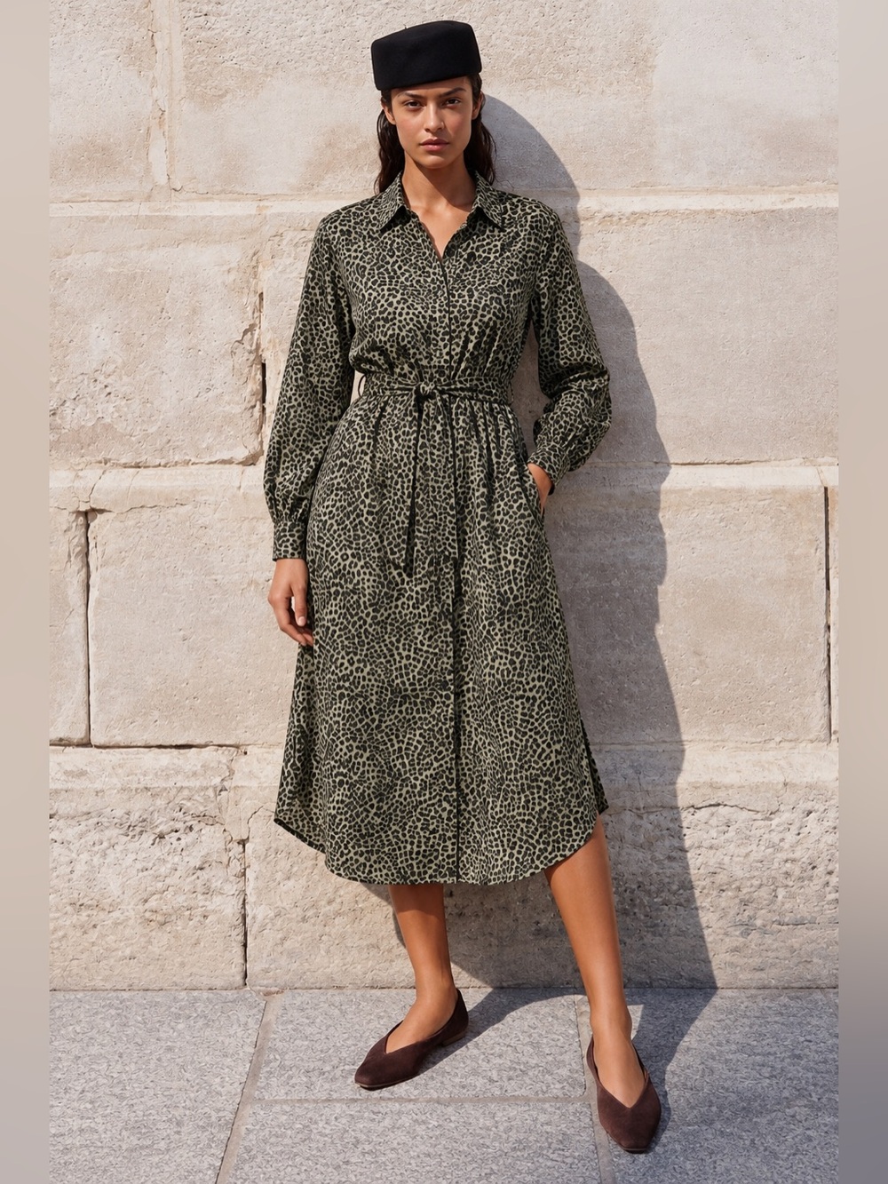 NWT Tommy Bahama Lovely Leo Leopard Print Long Sleeve Shirtdress Size L